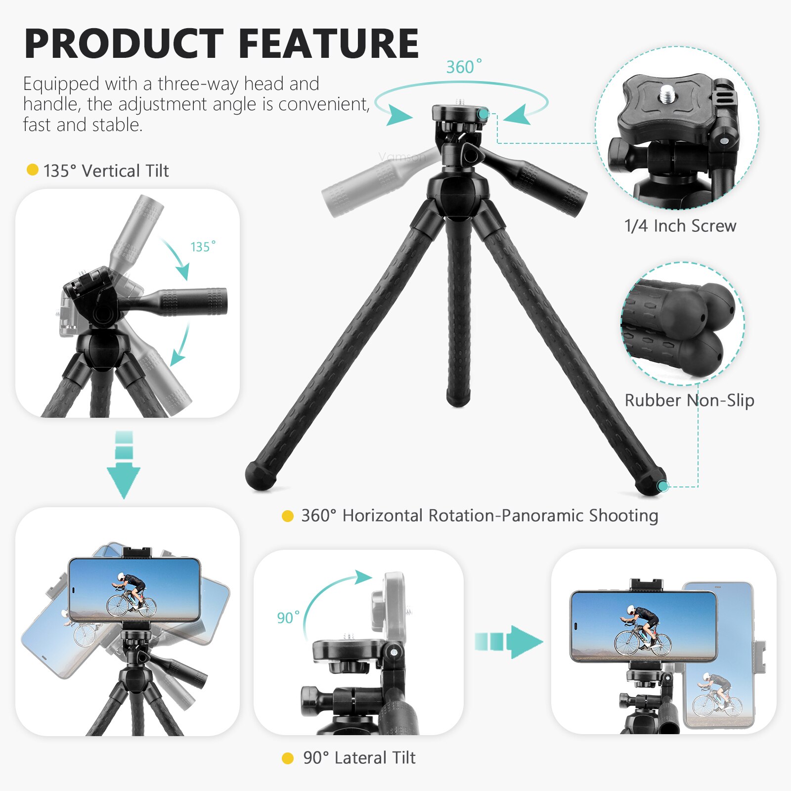 Vamson-trípode Flexible con control remoto inalámbrico para cámara de acción, accesorios para gopro 10 9, VP434