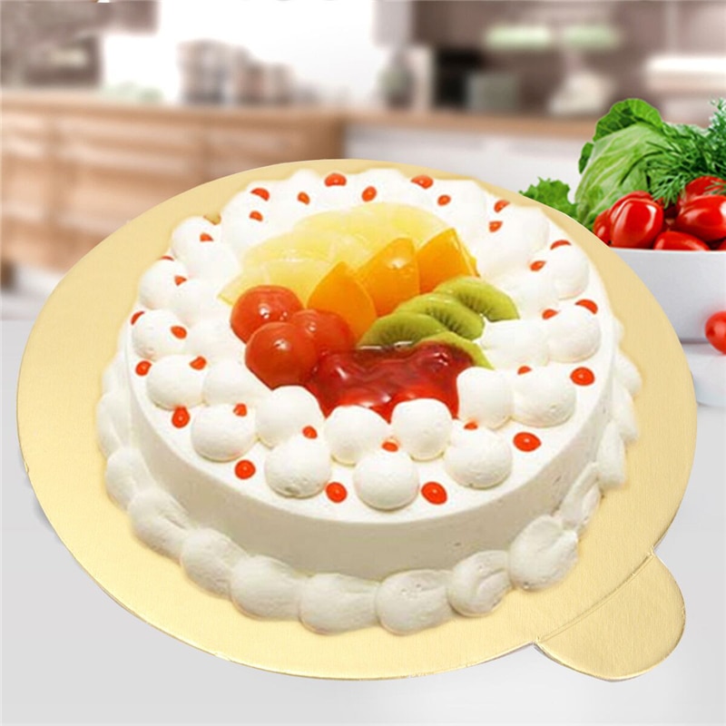 Aomily 100pcs/Set Round Mousse Cake Boards Gold Paper Cupcake Dessert Displays Tray Wedding Birthday Cake Pastry Decorative Kit