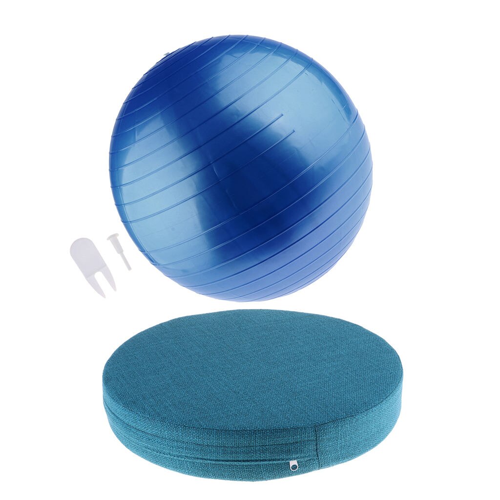 Premium Yoga Ball Fitness Balance Ball &amp; Round Meditation Cushion