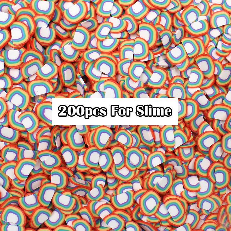 200Pcs Fruit Slices Decor Additives For Slime Filler Supplies Charms Clay Accessories Avocado For Nail Art Slime Toys: 200Pcs Rainbow