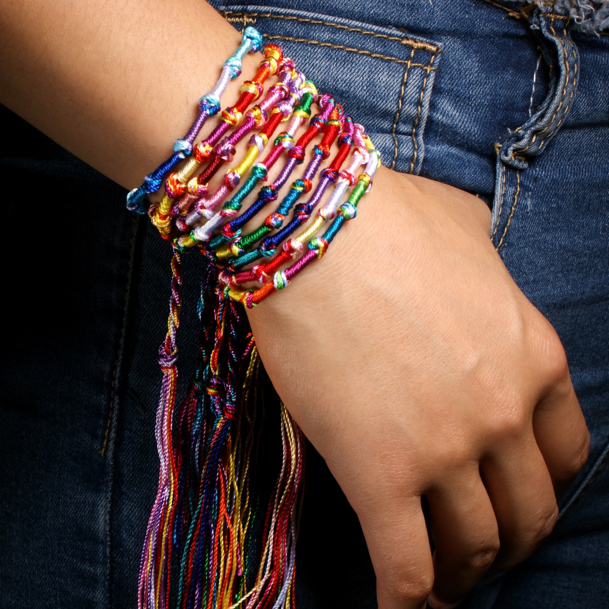 Brazalete de la Amistad hecho a mano trenzado colorido tejido 10 piezas cordón de algodón brasileño Hippie Surf hombres mujeres joyería