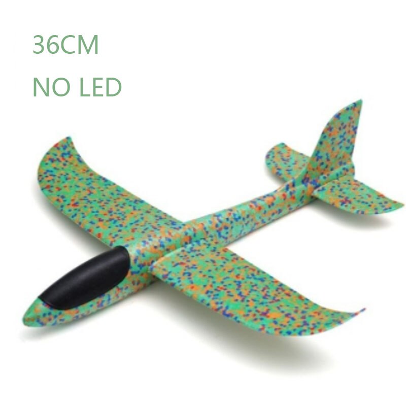 48CM Manual Throwing Foam Aircraft Manually Launching Aircraft Toys Educational Model Toys Children&#39;s Outdoor Sports Games Toys: 36cm No LED Green