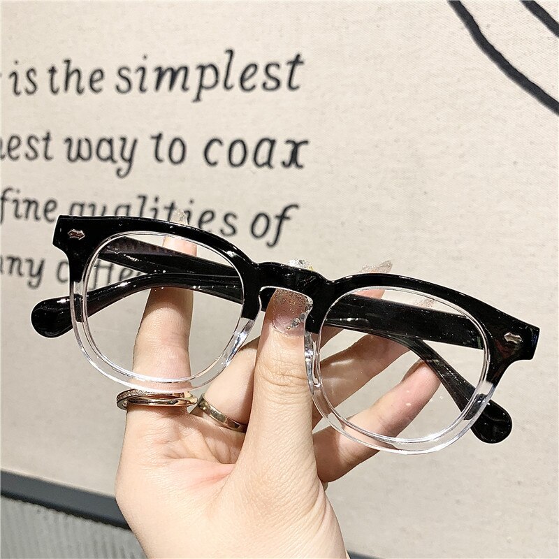 Men Anti Blue Light Glasses Frame Women Retro Eyeglasses Frames Ladies Candy Color Optical Spectacle Green Frame: black clear