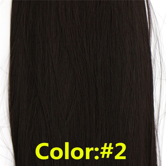 Feibin clip in hair extensions syntetisk hår 22 tommer 55cm langt lige hårstykke varmebestandigt  c46: #2