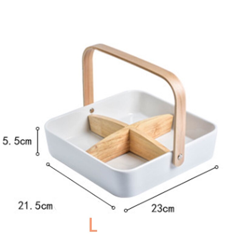 Nordic Ceramic Candy Dish Nut Candy Baskets Multi-grid Dried Fruit Nut Snack Storage Plates Kitchen Decorative Tray with Handle: 5