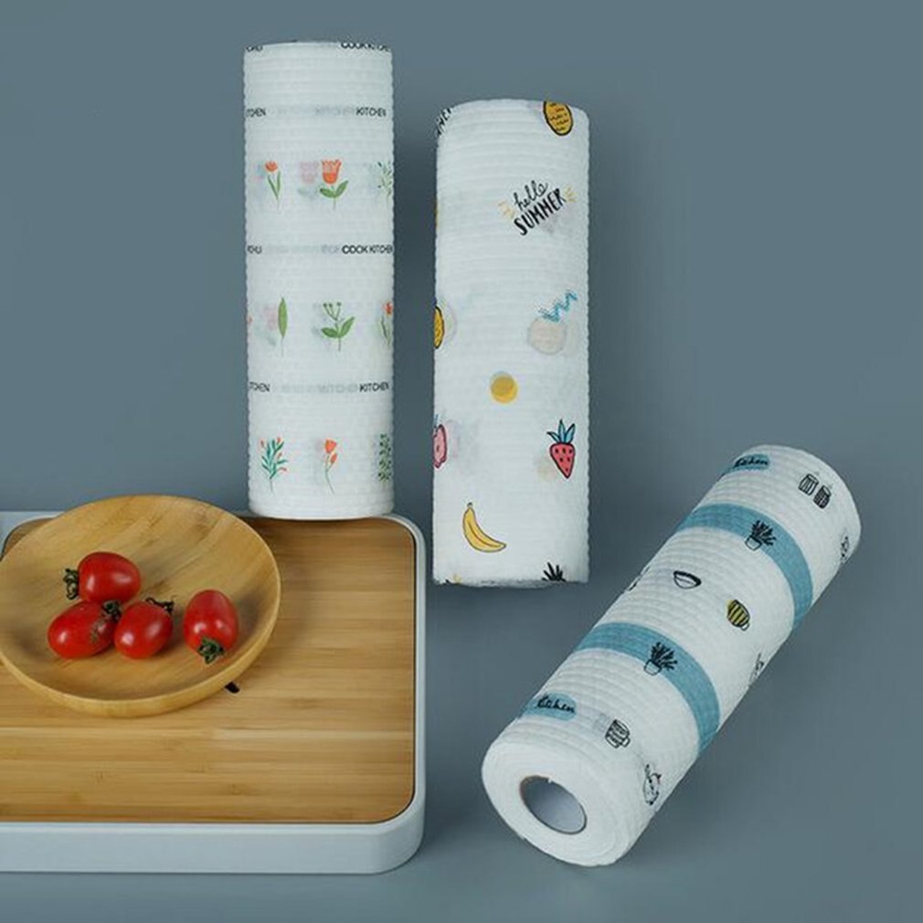 1 rolle 50 Blätter Einweg Gericht Tücher Putzlappen Trocken Nass Verwenden Küche Rolle Papier Reinigung Lappen Papier Hand Handtuch