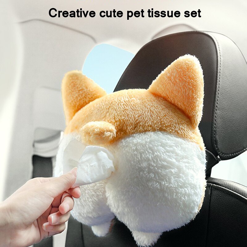 Dual Used Car Tissue Box Holder Cute Shaped Tissue Box Cover Soft Adorable Paper Napkin Hangable Container Cute
