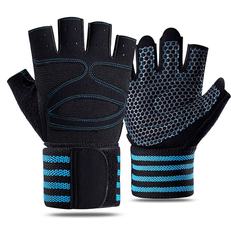 Gants de Fitness avec Support de poignet pour les exercices lourds, pour la musculation, la musculation, pour hommes et femmes: Blue / XL
