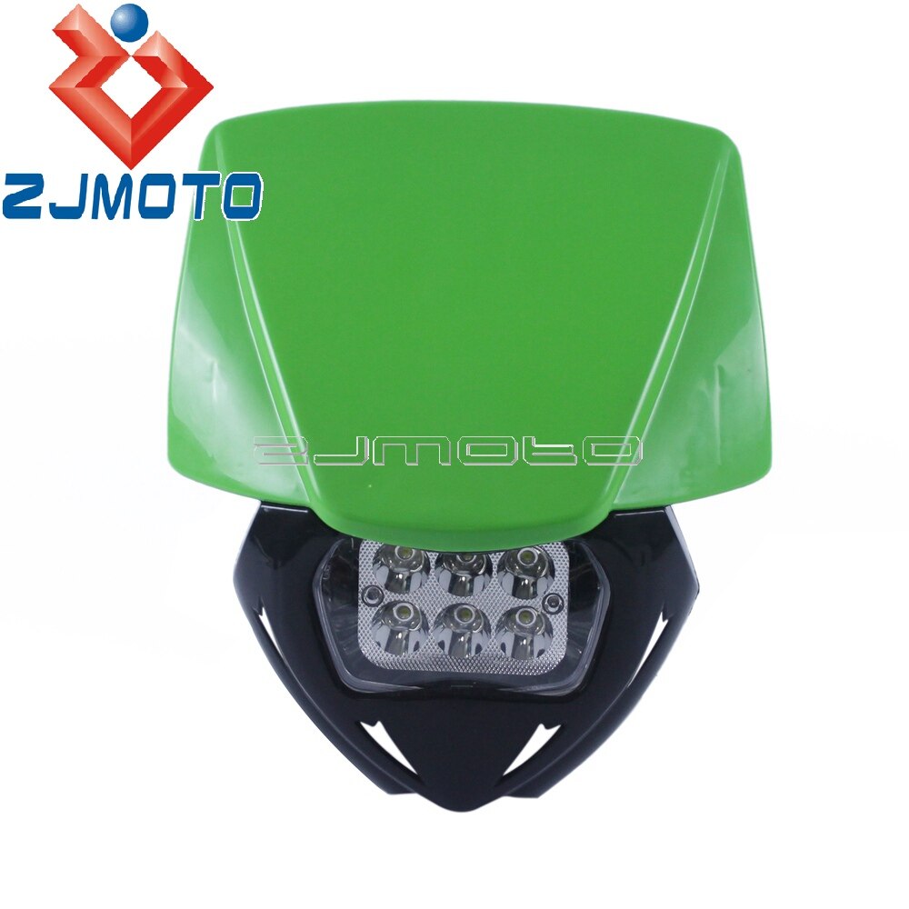 Ensemble universel de phare LED de vélo de saleté pour Yamaha Suzuki YZ YZF WR TT DR RM MX Enduro Supermoto masque de carénage de phare bleu: green