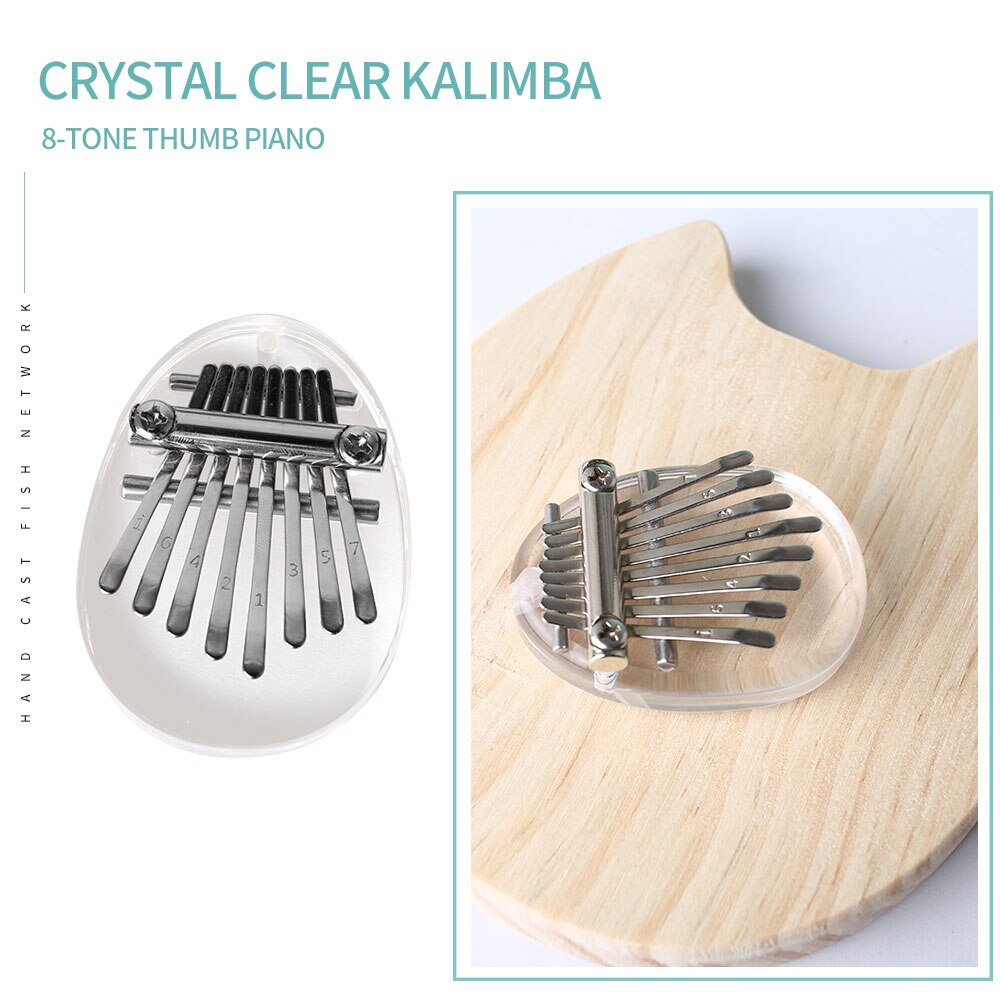 Instrumento Musical de africano Sanza Mbira, cristal claro, 8 teclas, Kalimba, Pulgar acrílico, Piano con escala