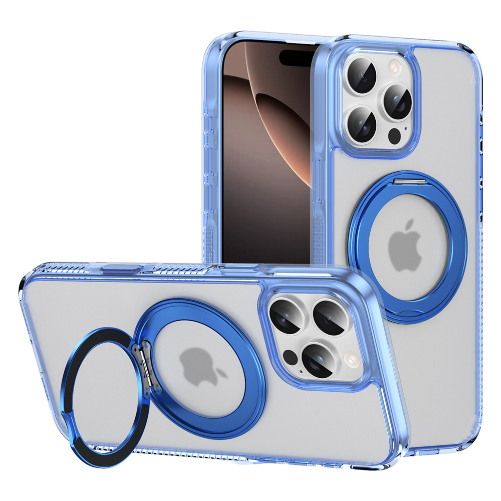 Camera Touch Control Button Case for iPhone 16 Pro Max 16 Plus for MagSafe 360 Magnetic Ring Wireless Charging Matte Clear Cover: ABS / Blue