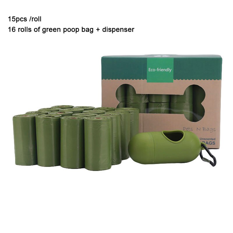 8/16 rollos bolsa de caca de mascota Degradable bolsa de basura portátil amigable con la tierra bolsas de residuos de perro suministros para caminar dispensador de recogida redondeado: 7