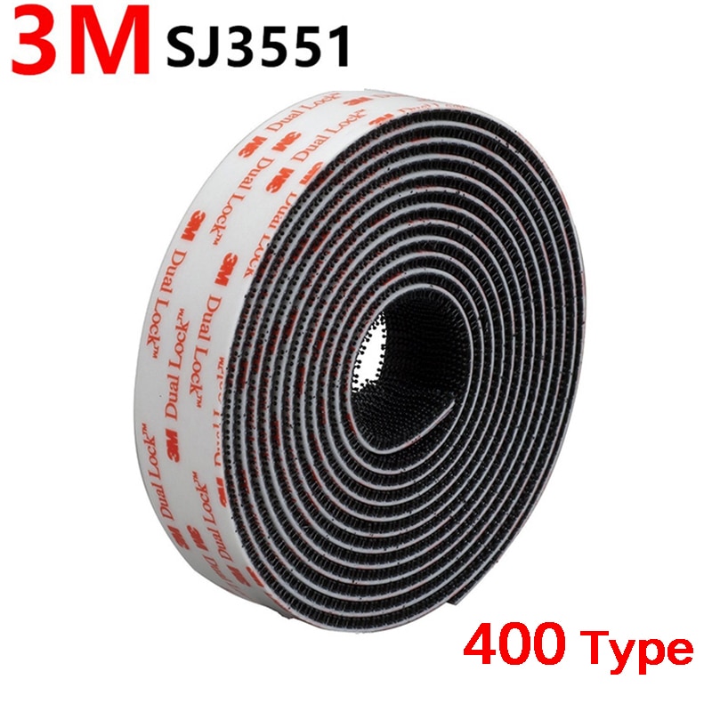 3M Dual Lock SJ3551-Adhesivo de seta negra con Cinta ajustable, velcro Adhesivo tipo 400/25, 4mm de ancho
