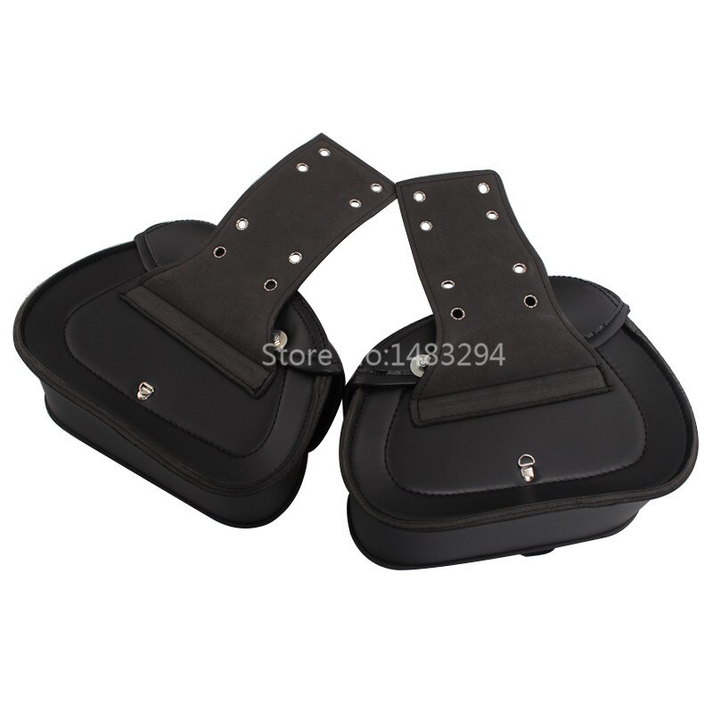 Black PU Leather Motorcycle L&amp;R Side Bags Tool Bags Luggage Saddlebag Storage Bags Universal