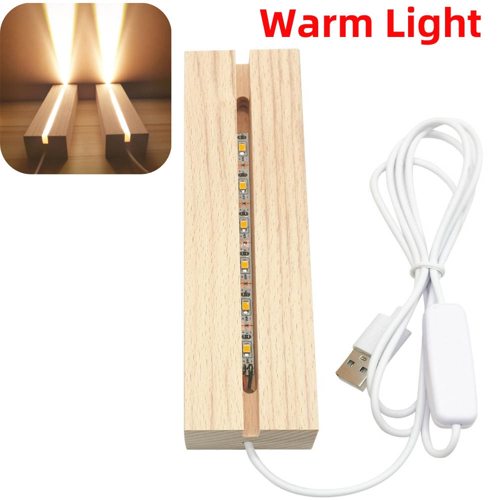 Rechteckiger LED-Sockel aus massivem Holz, leuchtende Basis für Harz, Buchstaben, Lampe, Glas, Harz, Kunst, Holz, Licht, Anzeige-Basis, Heimdekoration: Beige / 2G7