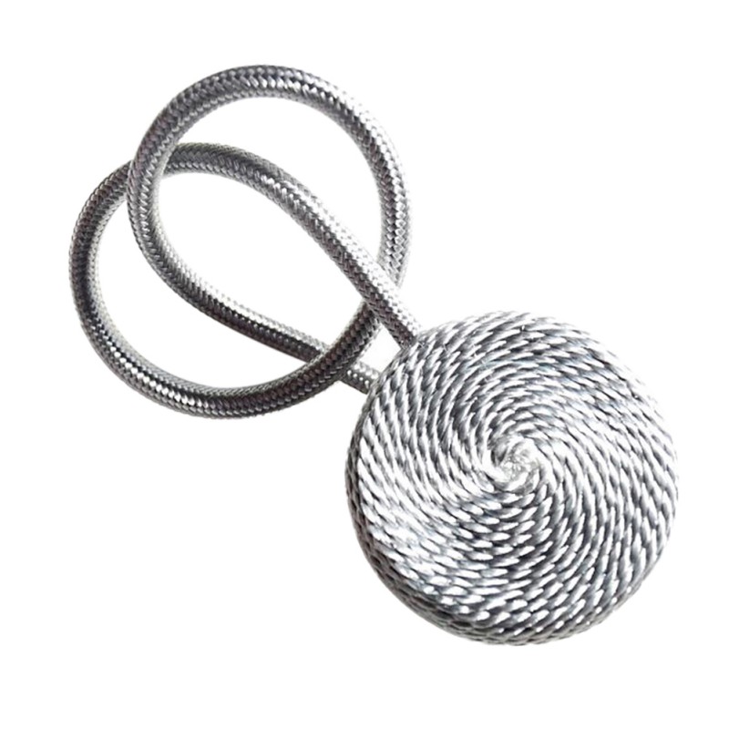 Magneter til gardinholder fangster gardin tilbehør tieback europa stil kort flettet rund magnet magnetisk: Sølvgrå