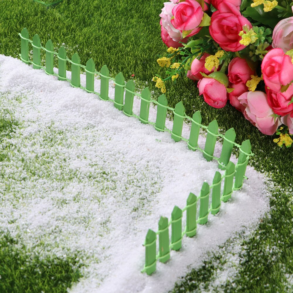 10Pcs Mini Small Wood Fence DIY mini house Fairy Garden Micro Plant Pot Decor Bonsai Terrarium Ornament ): Green