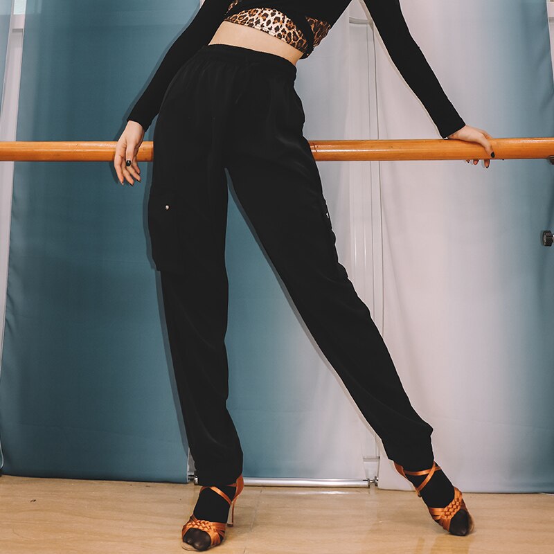 Mannen En Vrouwen Latin Dansen Broek Rechte Dark Green Leggings Moderne Ballroom Broek Latin Dance Praktijk Training Broek 1660: Black / 165