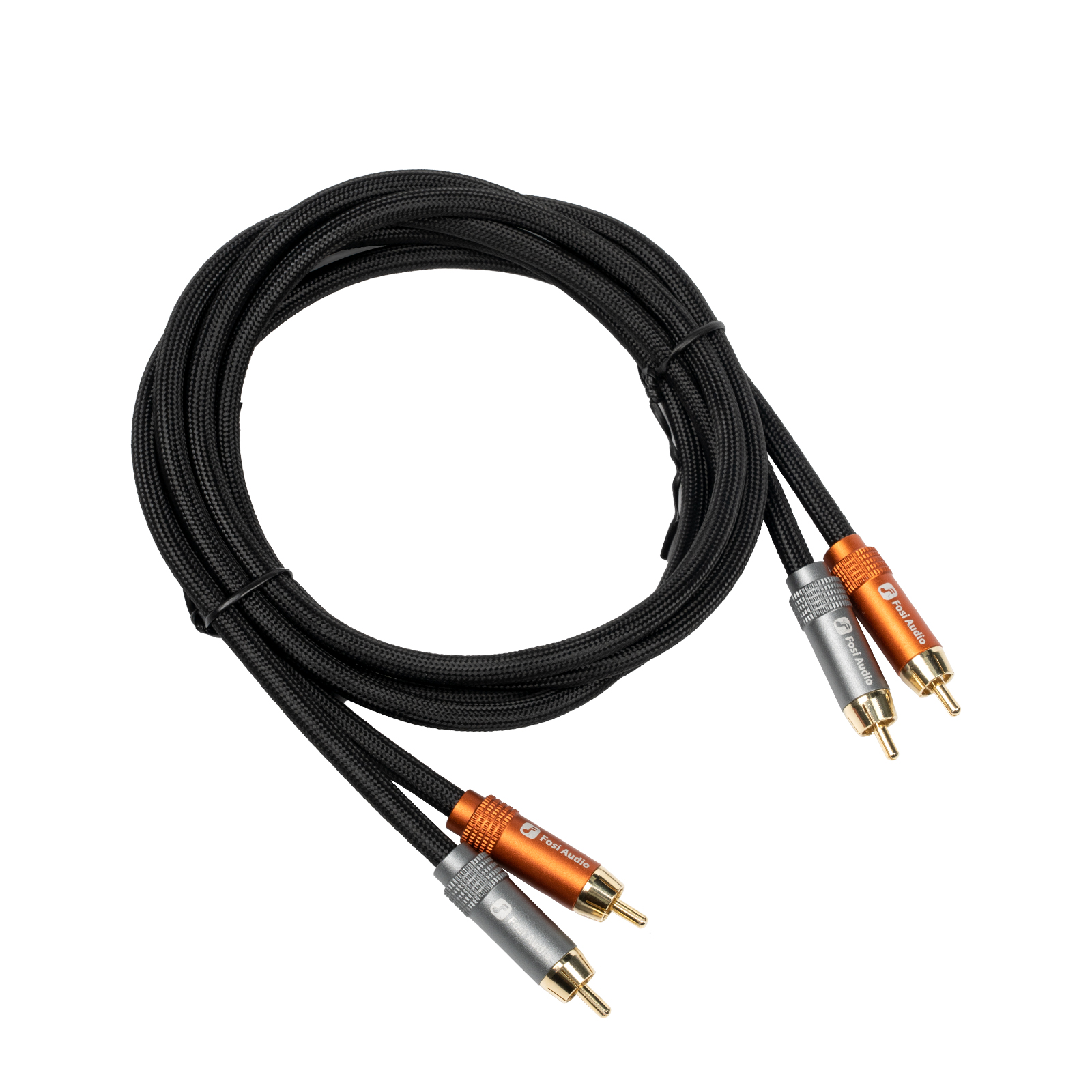Kabel Głośnikowy Fosi Audio Nylonowy Pleciony - Pozłacane Wtyki Bananowe - 1,8 m + 0,3 m