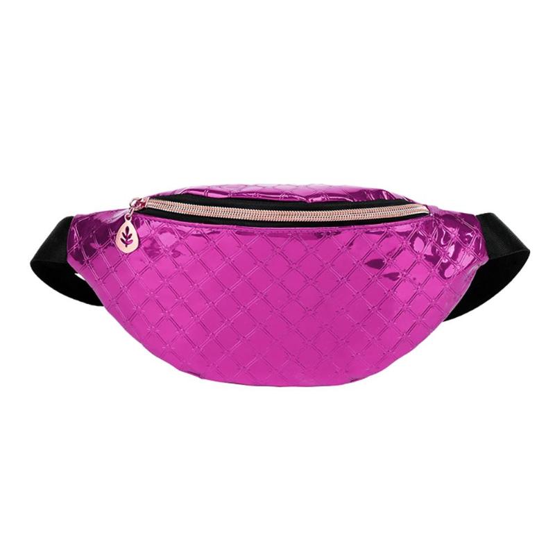 Vrouwen Shiny Lederen Borst Zak Tiener Meisjes Mode Effen Taille Pak Vrouwelijke Toevallige Sport Fanny Schouder Crossbody Pack: Rose Red