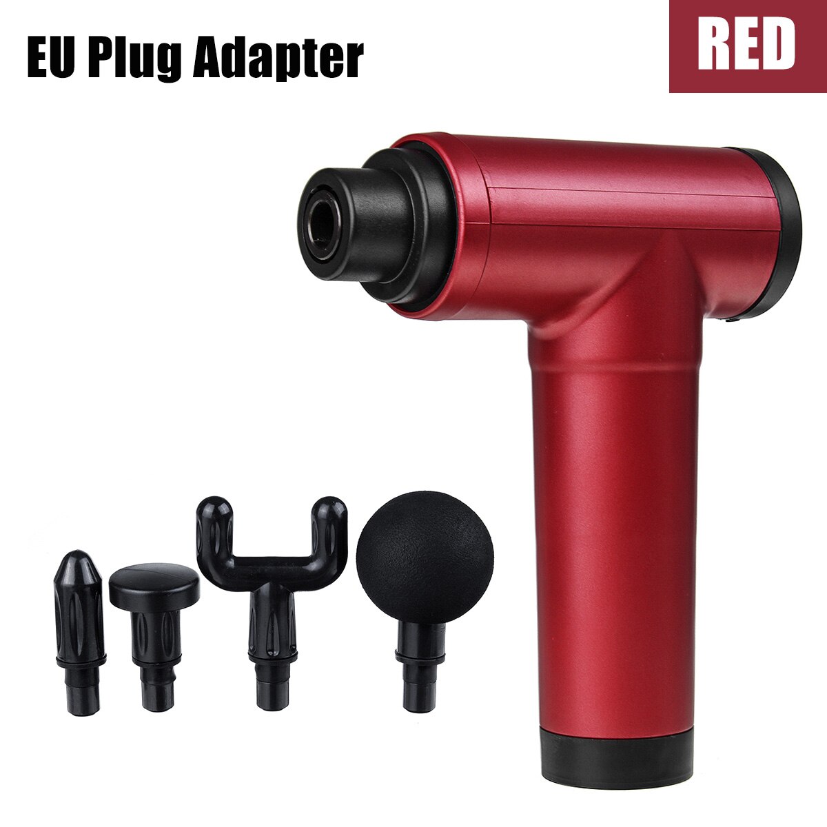 22 Gear Elektrische Massager Percussie Massage Gun Verlichten Spier Pijn Therapie Vibrator Apparaat Met 11 Massager Heads 8000r/Min: Red 4 head EU