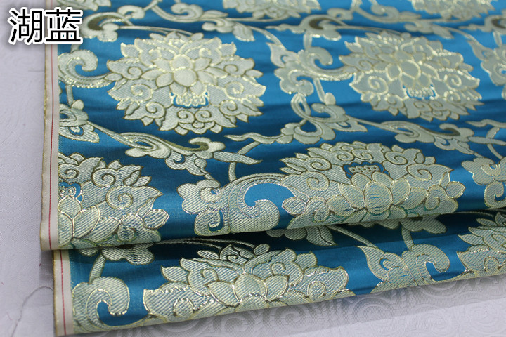 Tkanina Żakardowa Brokatowa - 75cm - Satyna Damask Faux Złoto Jedwab - Na Cheongsam, Lalki, Suknie Mongolskie: Wielo