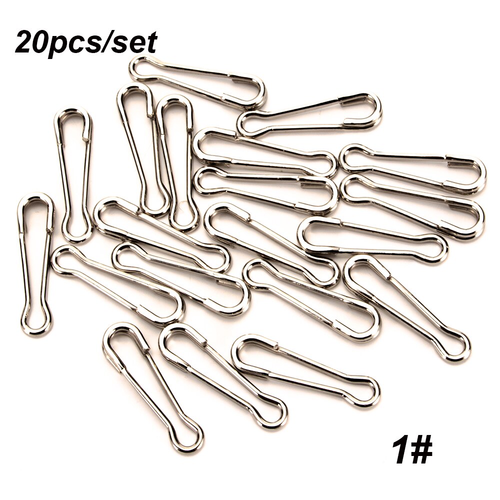 20pcs Fishing Connector Lure Snap Hook Fastlock Barrel Swivel Safety Fish Accessories Feeder Ring Carp Tool High Stainless Steel: 1