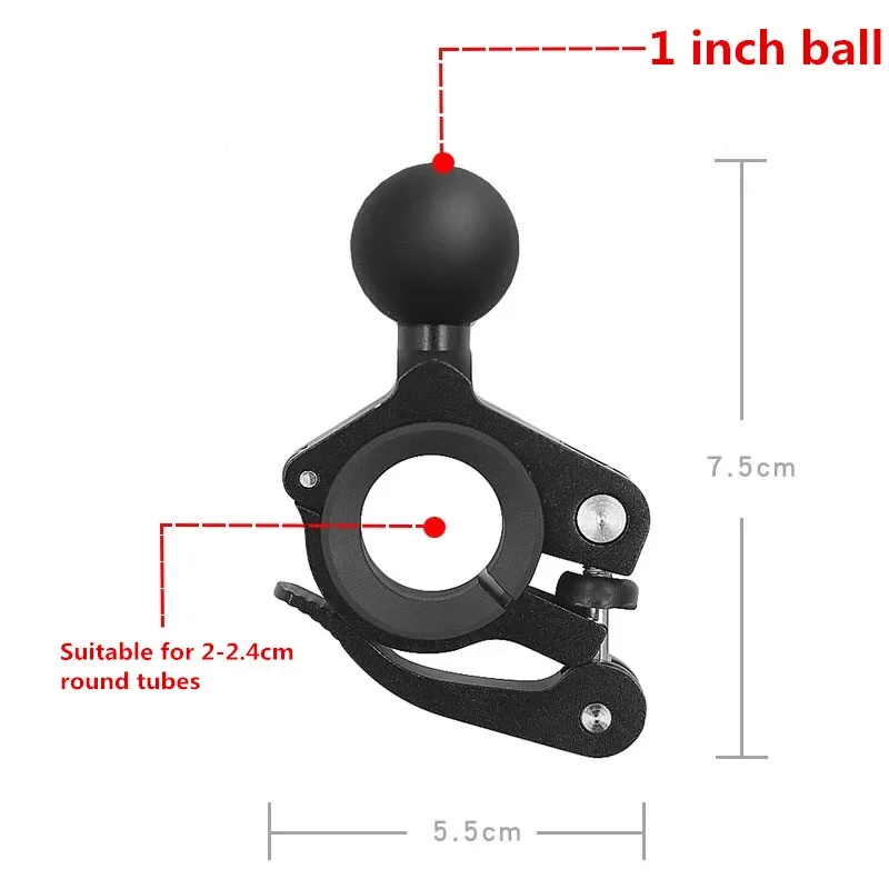 Adaptateur De Fixation 17 Mm Pour Rétroviseur De Moto - En Aluminium - Pour Support Téléphone Ou GPS - Rotation 360° - Longueur ~129 Mm
