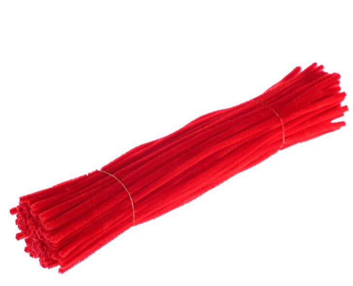 100 stuks/set educatief speelgoed montessori materialen chenille kinderstokjes puzzel knutsel kleurrijke pluche stokjes handgemaakt doe-het-zelf speelgoed: Rood