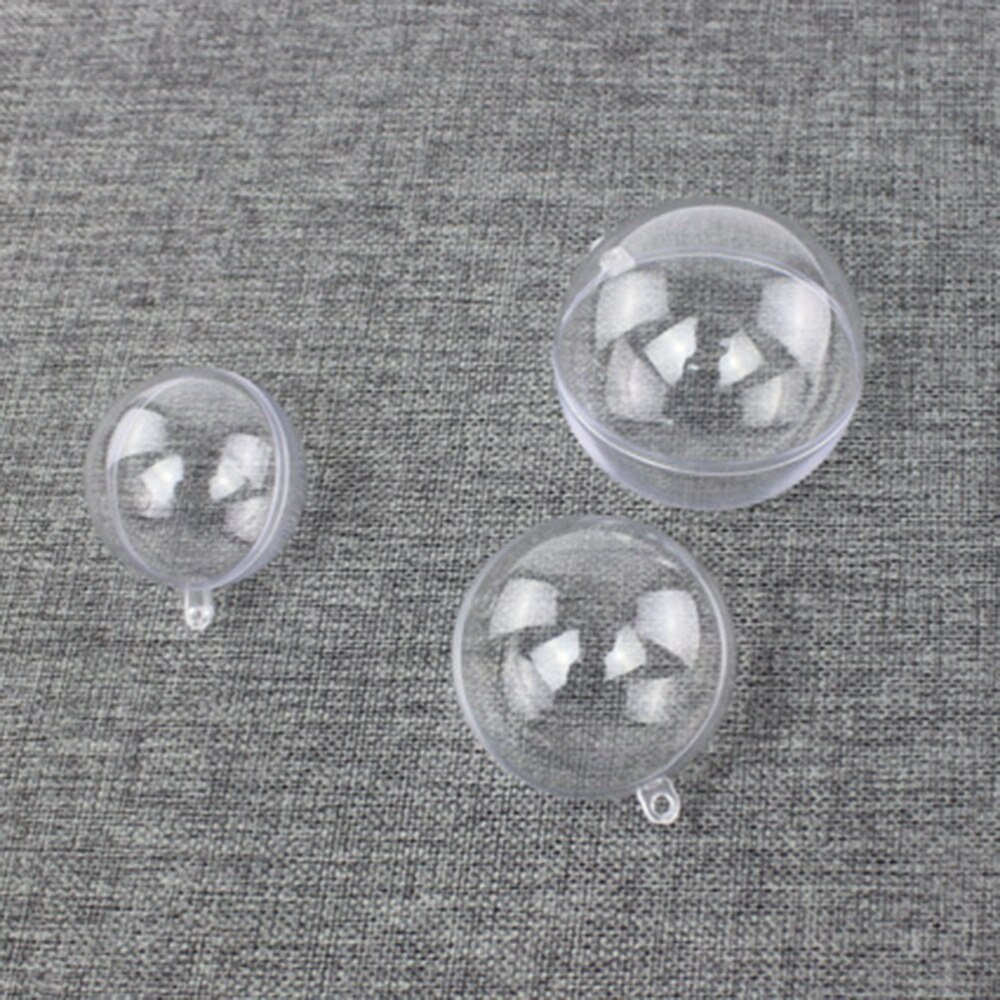 12Pcs 6cm Transparent Fill-able Hollow Sphere Xmas Hanging Ornament Party Wedding Decor