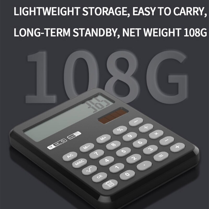Calculatrice de bureau à 12 chiffres, avec tirette, tablette d&#39;écriture, silencieuse, Portable, multifonction, double alimentation