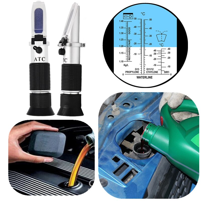 Handheld Glycol Refractometer Car Antifreeze 1-1.4 Battery Acid Engine Coolant Tester Tool Fluid Refractometer Tester ATC 28%off