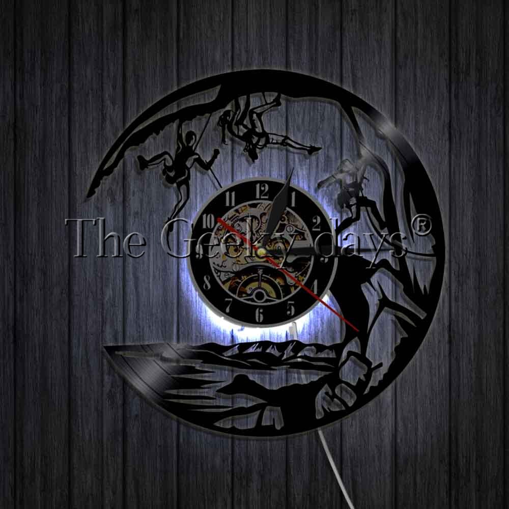 Reloj de vinilo para escalada, decoración para el hogar, cuerda de escalada, 3D Reloj de pared, Hobby deportivo, , relojes LED únicos