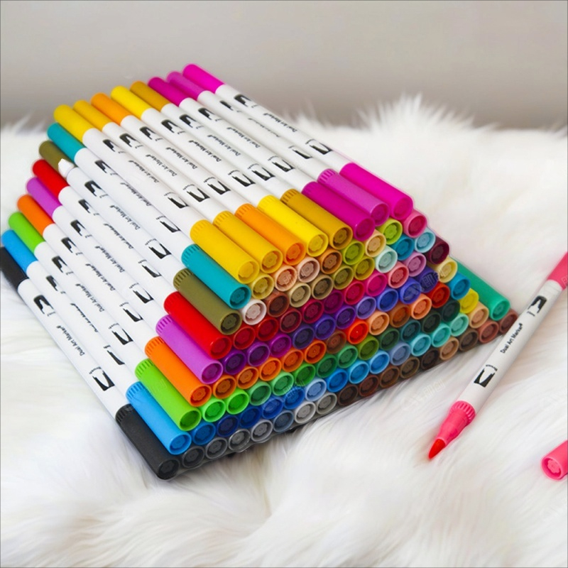 12-120 farger tusj tegning akvarell kunst tusjer dobbel pensel fineliner fargeleggingspenn sett til kalligrafi maleri