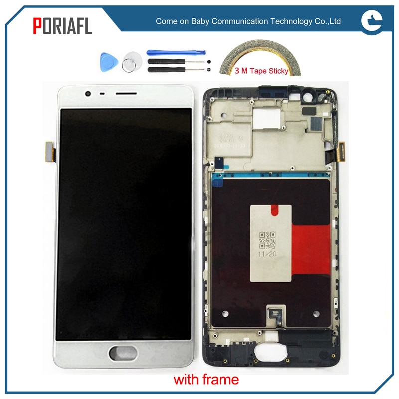 For oneplus3 lcd A3000 1+3 three oneplus 3t LCD display A3010 Touch Screen with Digitizer full assembly + frame repair parts