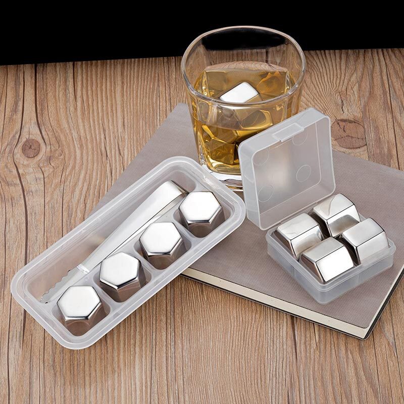 1impostato pietra in acciaio inossidabile per Whisky 6/8 pietre di Whisky cubetti di ghiaccio cubo ecologico birra refrigeratore sbarra pietre per refrigeratori di vino