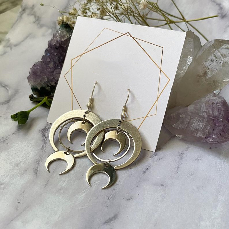 Modernist Metal Loop Earrings Phase Boho Hippie Statement Summer Long Creativity Jewelry Minimalism Women: Steel color