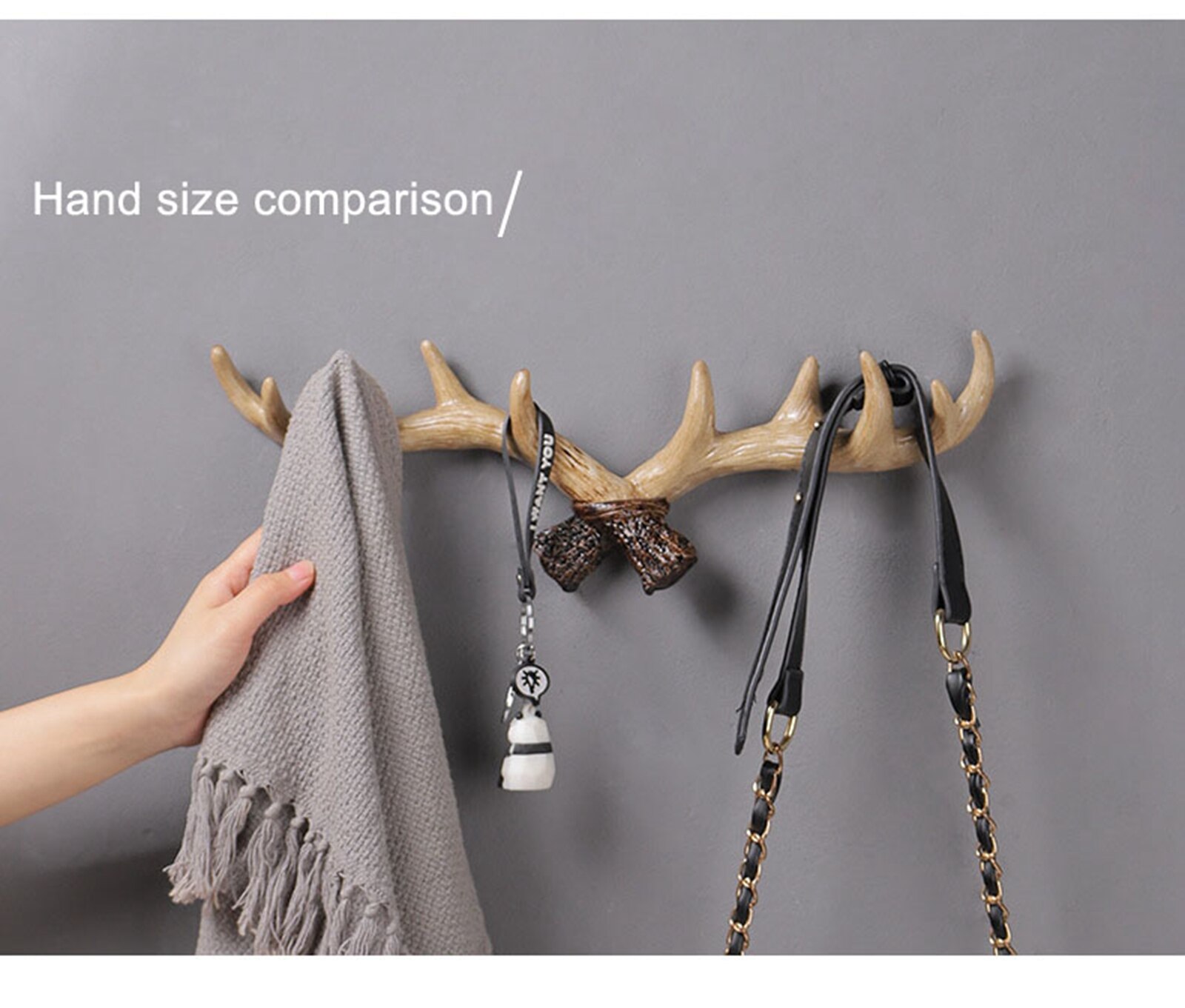 Hook Rack Household Wall-Mounted Antler Hooks Coat Hanger Storage Rack for Towel Bags Clothing