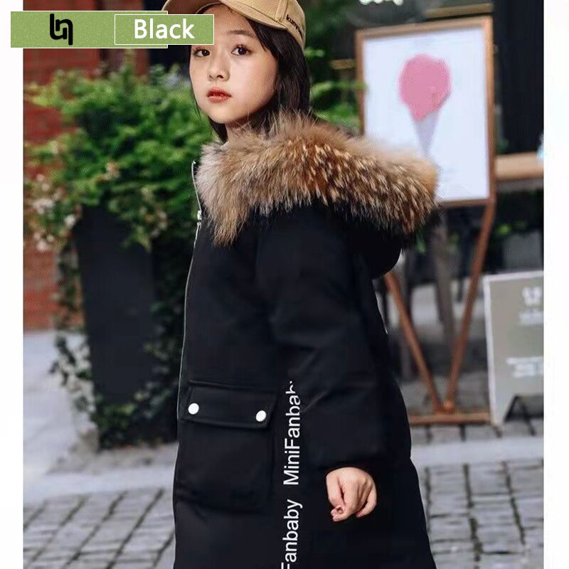 Manteau pour adolescentes, parka d'extérieur d'hiver, tenue pour adolescentes, veste à capuche en fourrure pour enfants filles de 5 6 8 10 12 ans: Black / Size 120