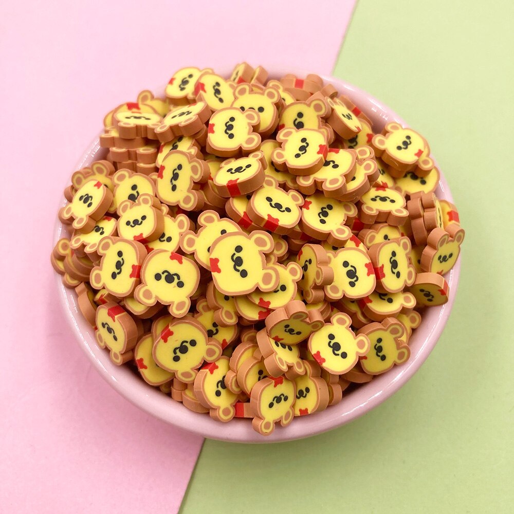 100g Mini Cute Toast Bear Dog Clay Slices Polymer Clay Sprinkles for Crafts DIY Making Scrapbook Phone Nail Art Decoration