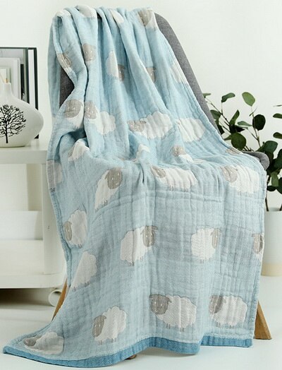 Soft 5-layers 100% Cotton Muslin Large Bath Towel Strong Water Absorption Towel - Luxurious Beach Towel Travel Use: Pattern D