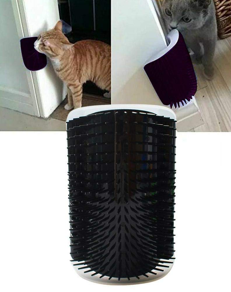Cepillo de aseo para gatos, despegable, automasajeador, desgranador, peine para depilación para gatos pequeños, cepillo de Catnip instalable, producto para mascotas: black