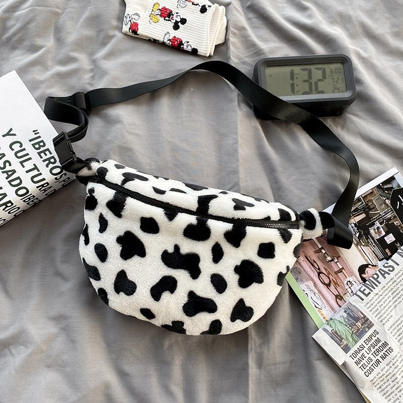 Léopard en peluche sacs à bandoulière pour femmes poitrine sac taille Pack hiver dames Vintage sacs à main femmes grande capacité sac à main: 3