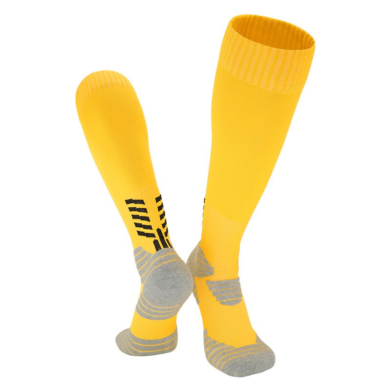 Calcetines largos de fútbol para niños y adultos, medias antideslizantes de entrenamiento para adolescentes, 3 par/lote: Yellow 3 Pairs / Adults (EU 38-44)