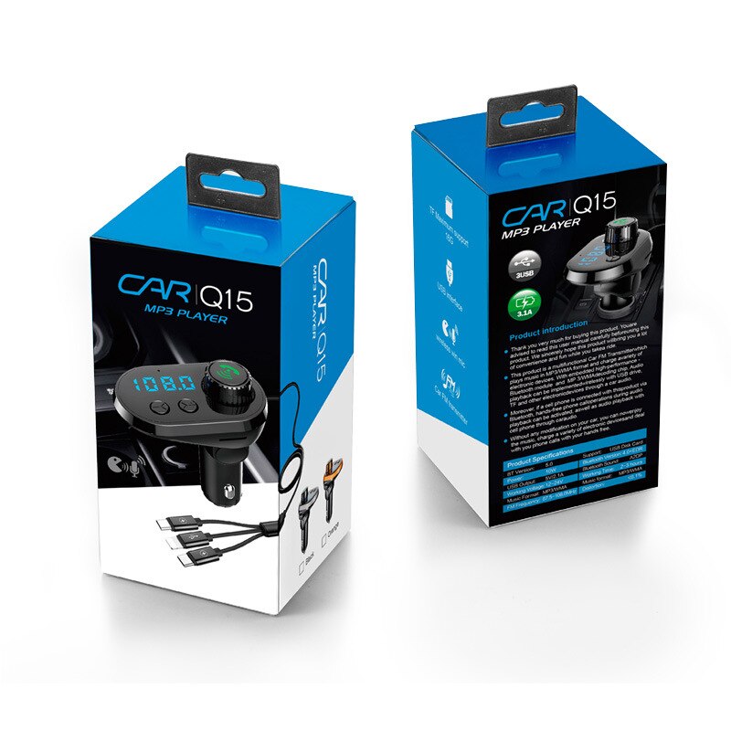 Q15 Car Handsfree Wireless Bluetooth Kit FM Transmitter Car LCD Display MP3 Player USB Charger FM Modulator Car Accessories