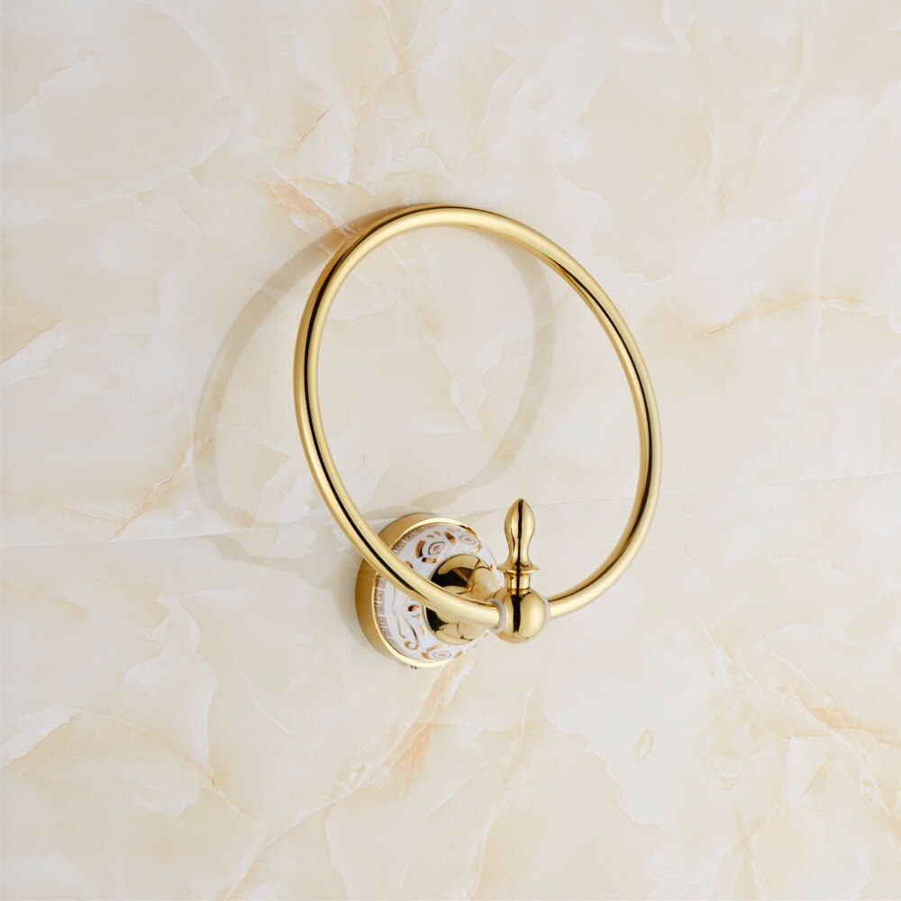 Gold towel bar Wall Mount Towel Ring Bathroom Accessories Bath Towel Holder Bath Hardware 9088K