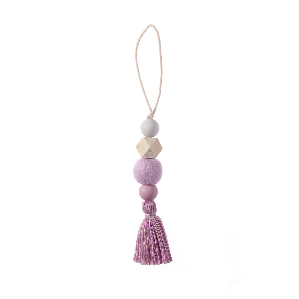 1/2 sztuk naturalne drewno girlanda z koralików juty rustykalne ścienne wiszące frędzle ciąg ręcznie Garland dom ozdoba dekoracje dla domu DIY: Purple-21CM