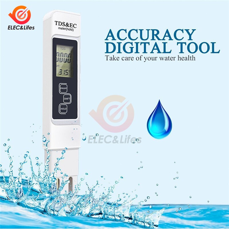 TDS EC medidor de temperatura pluma 3 en 1 Función de conductividad herramienta de medición de de Agua TDS & EC probador 0-9990ppm 15%
