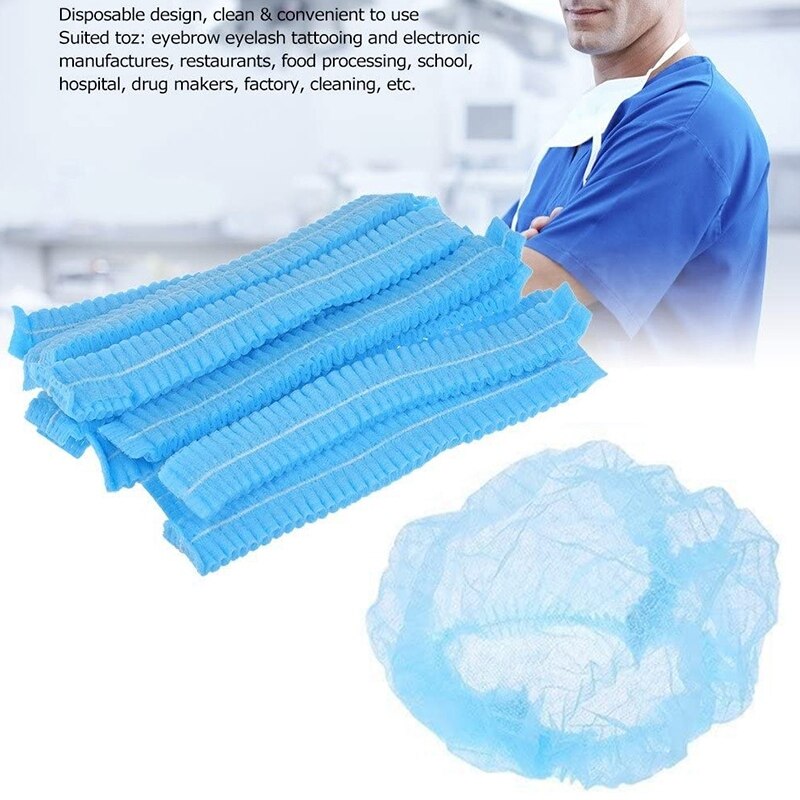 100 PCS-21 Inch- Disposable Hairnets Cap Hair Nets Hair Covers Head Caps Hair Cover Net Bonnets for Food Service,Kitchen,Cooking
