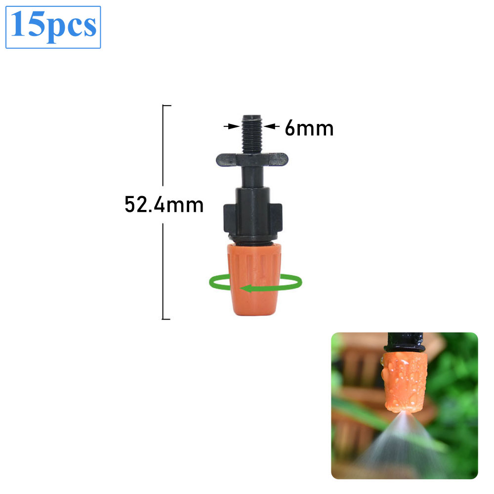 Micro Drip Irrigation Misting Nozzle Adjustable Spray Cooling Sprinkler 1/4 Tee Barb Connector For Garden Greenhouse: light yellow
